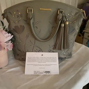 Beautiful Brahmin large Duxbury satchel light grey briar Rose with dust bag .